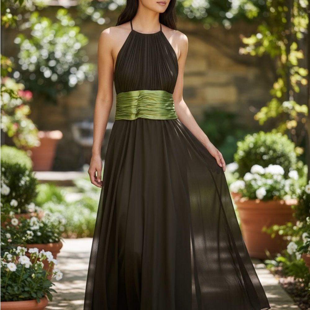 Chic Olive Halter Maxi Dress